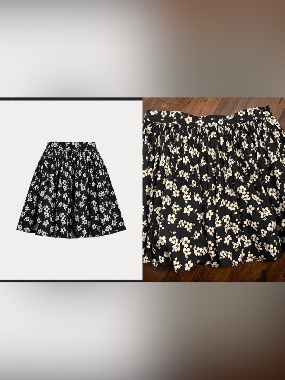 Polo Ralph Lauren Floral A-Line Skirt in Black & White Size 14 NWT $298